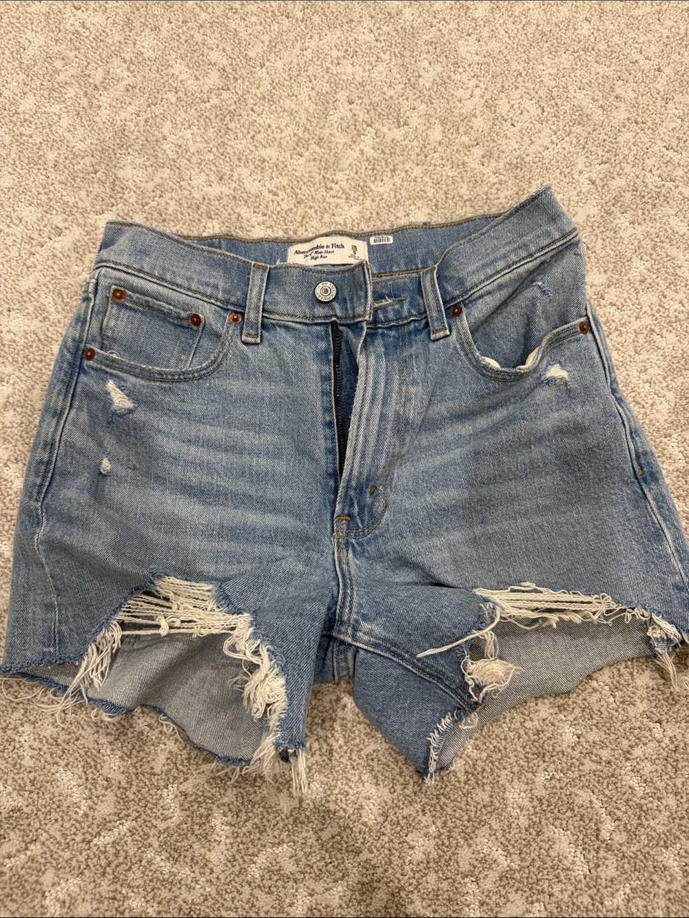 Abercrombie & Fitch Light Blue Distressed Denim Cutoff Shorts